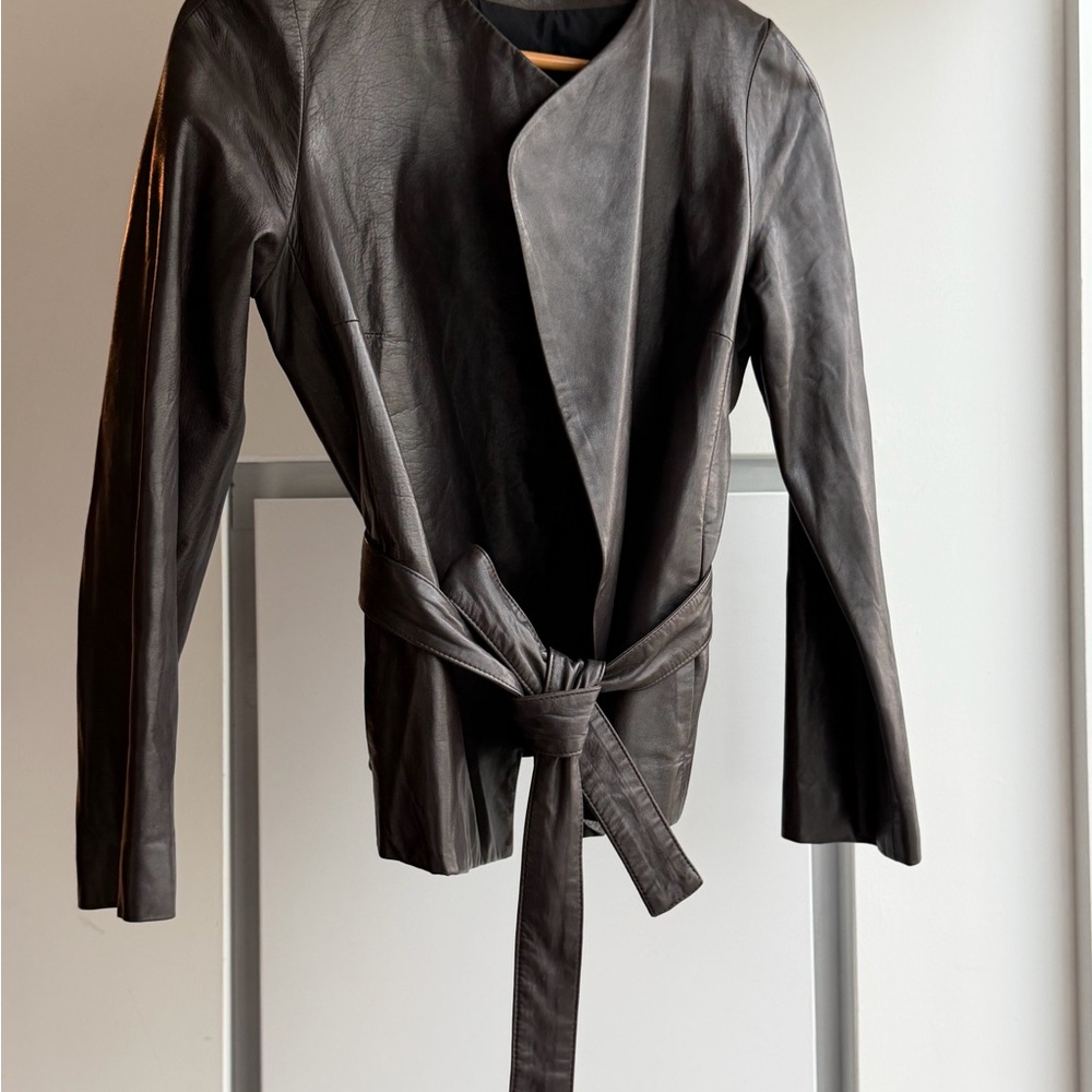 The Row Dark Brown Leather Jacket